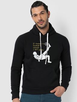 Campus Sutra - Men Graphic Print Black Hooded Sweatshirt