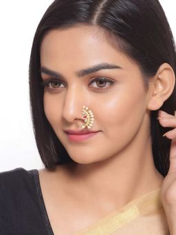 Shoshaa - Gold-Platead Handcraftted Pink Stone Nosepin