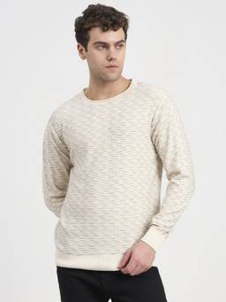 JOE Hazel - Men Off White Printed Round Neck Sweater
