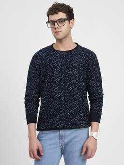 JOE Hazel - Men Navy Premium Knit Round Neck Sweater