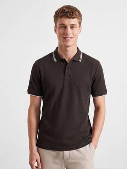 R&B - Men Brown Collar Neck Polo T-Shirt