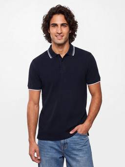 R&B - Navy Blue Collar Neck Polo T-Shirt