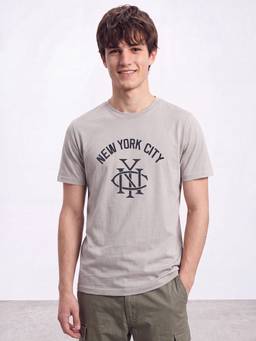 R&B - Men Grey Round Neck Typographic Print T-Shirt