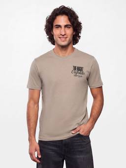 R&B - Men Brown Round Neck Typographic Print T-Shirt
