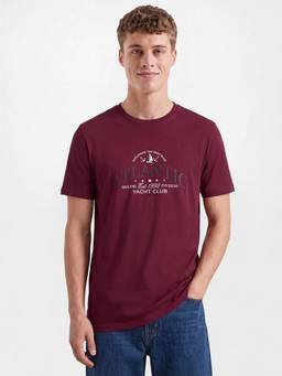 R&B - Maroon Round Neck Typographic Print T-Shirt