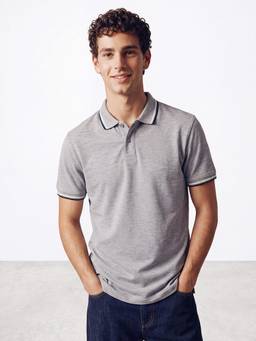 R&B - Men Grey Collar Neck Polo T-Shirt