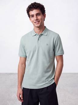 R&B - Men Green Collar Neck Polo T-Shirt