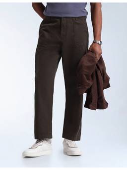 Flying Machine - Mid Rise Cobain Loose Fit Brown Trouser