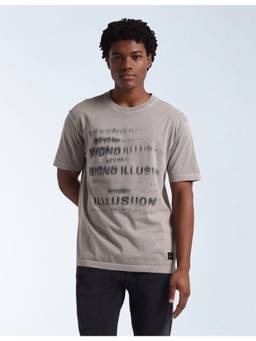 Flying Machine - Brown Crew Neck Typographic Print T-Shirt