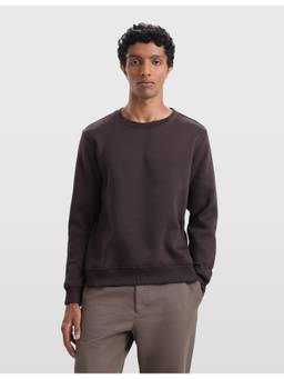 Arrow Sports - Brown Men Solid Crew Neck Sweatshirt