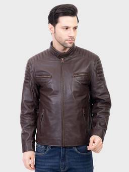 Justanned - Obsidian Solid Brown Leather Jacket