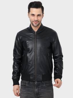 Justanned - Solid Black Stealth Mode Leather Jacket