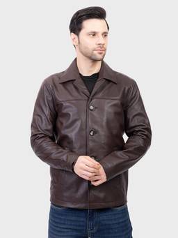 Justanned - Solid Cocoa Brown Leather Jacket