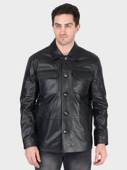 Justanned - Solid Black Phantom Leather Jacket