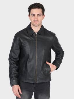 Justanned - Obsidian Solid Black Leather Jacket
