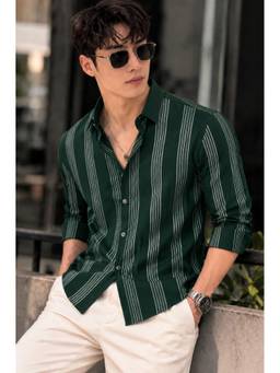 Parcel Yard - Green Summer Wear Full Sleeve Striped Shirt