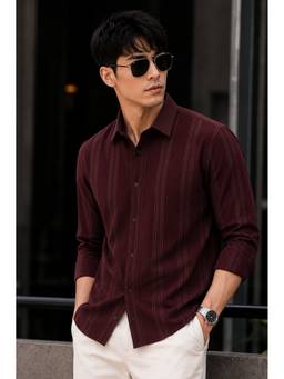 Parcel Yard - Wine Summer Wear Full Sleeve Striped Shirt