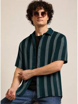 Parcel Yard - Green Summer Wear Half Sleeve Striped Shirt