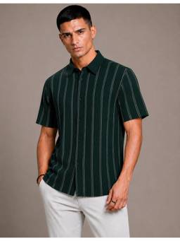 Parcel Yard - Green Summer Wear Half Sleeve Striped Shirt