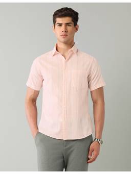 AD By Arvind - Light Orange Vertical Striped Regular Fit Shirt