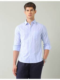 AD By Arvind - Purple Vertical Striped Regular Fit Shirt
