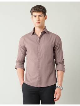 AD By Arvind - Mauve Solid Slim Fit Shirt