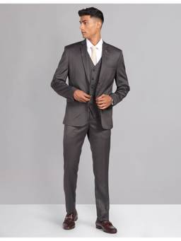 AD By Arvind - Charcoal Reversible Waistcoat Three Piece Blazer with Waistcoat and Pant