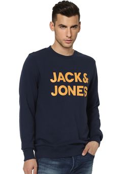 Jack & Jones - Navy Blue Logo Print Sweatshirt
