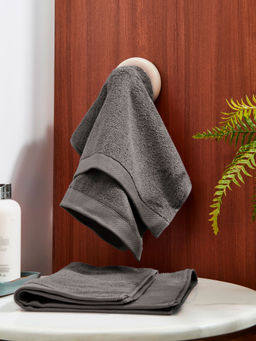 Ddecor Live Beautiful - Grey Hand Towel (Pack of 2)
