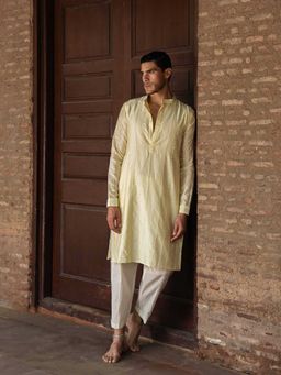 Preevin - Lemon Line Full Embroidered Kurta with Churidar