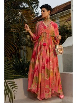 Paulmi & Harsh - Pink Arabella Kaftan Dress with Slip