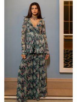 Paulmi & Harsh - Green Jashna Peplum Top with Sharara