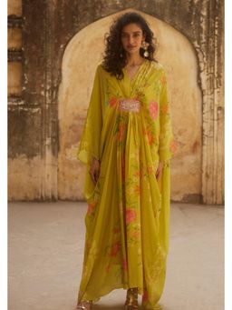 Paulmi & Harsh - Green Hazel Kaftan Dress with Slip