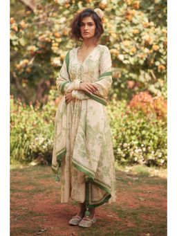 Paulmi & Harsh - Green Fern Anarkali Dress with Dupatta