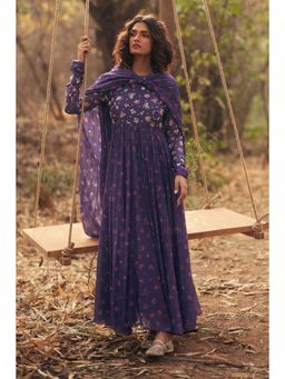 Paulmi & Harsh - Purple Harlow Anarkali Dress with Dupatta
