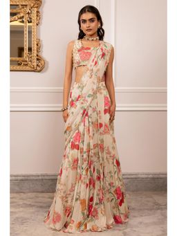 Paulmi & Harsh - Kiara Off White Saree with Stitched Blouse