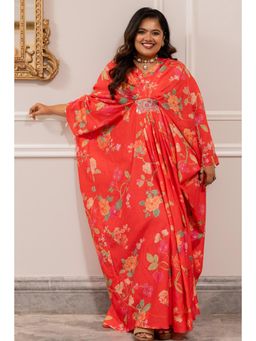 Paulmi & Harsh - Red Hazel Kaftan Dress with Slip