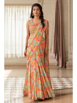 Paulmi & Harsh - Kiara Multi-Color Pre-Draped Saree with Stitched Blouse