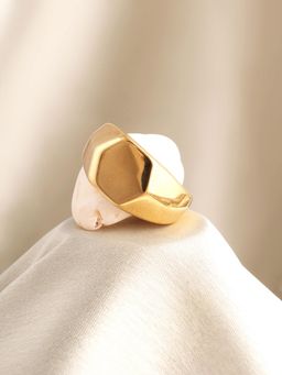 Palmonas - Mens Waterproof and Anti-Tarnish Hexagonal Gold Statement Ring