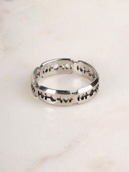 Palmonas - Mens Waterproof and Anti-Tarnish Silver with Cut-Out Design Ring