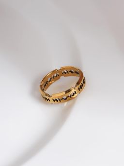 Palmonas - Mens Waterproof and Anti-Tarnish Gold with Cut-Out Design Ring