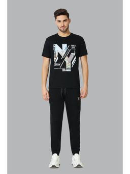 Van Heusen - Athleisure Men Drawstring Waist & Side Panel Joggers - Black