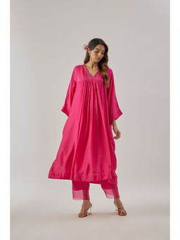 Cupid Cotton - Pink Gulrukh Kaftan with Inner and Pant (Set of 3)
