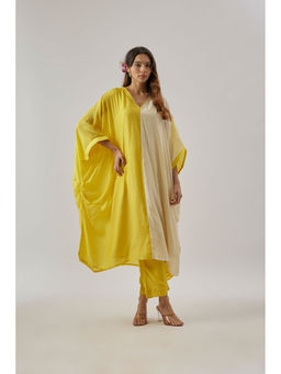 Cupid Cotton - Yellow Seher Kaftan with Inner and Pant (Set of 3)