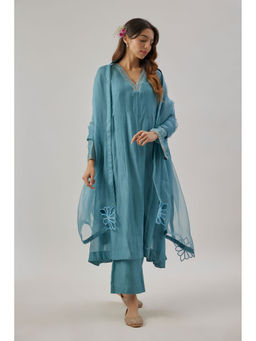 Cupid Cotton - Blue Naaz Kurta with Inner, Pant and Dupatta (Set of 4)