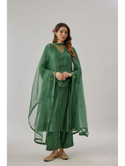 Cupid Cotton - Green Heer Kurta with Pant and Dupatta (Set of 3)