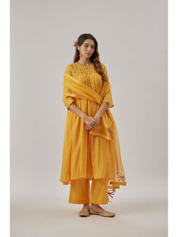 Cupid Cotton - Yellow Sunehri Kurta with Pant and Dupatta (Set of 3)