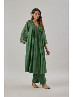Cupid Cotton - Green Zeena Kurta with Pant (Set of 2)