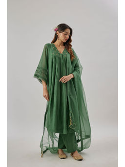 Cupid Cotton - Green Zeena Kurta with Pant and Dupatta (Set of 3)