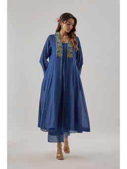 Cupid Cotton - Blue Saaz Jacket with Kurta and Dupatta (Set of 3)